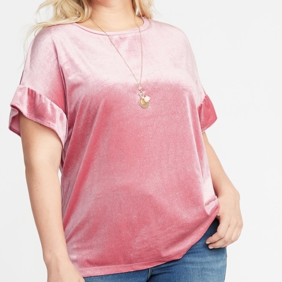 BNWT Old Navy sz 3x Sparkle Knit Velvet Ruffle Top - Picture 5 of 8